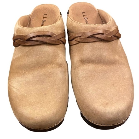 L.L. BEAN Leather Clogs/Mules Leather Braid Tan Suede Women Size 40 (8.5) - Picture 1 of 15